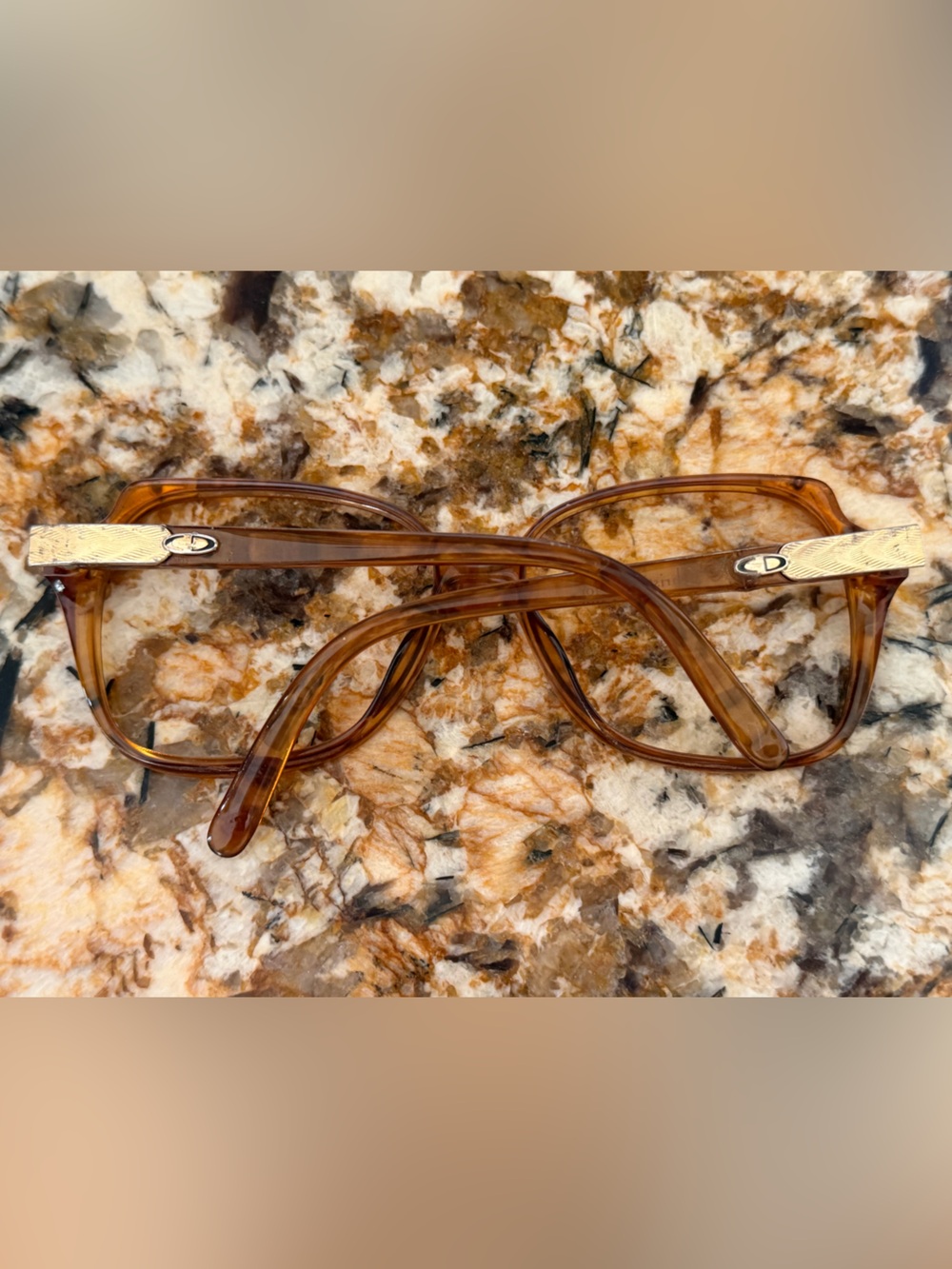 Christian Dior Vintage Women Amber Brown Transparent Glasses RX * Frames Only * - Picture 2 of 3